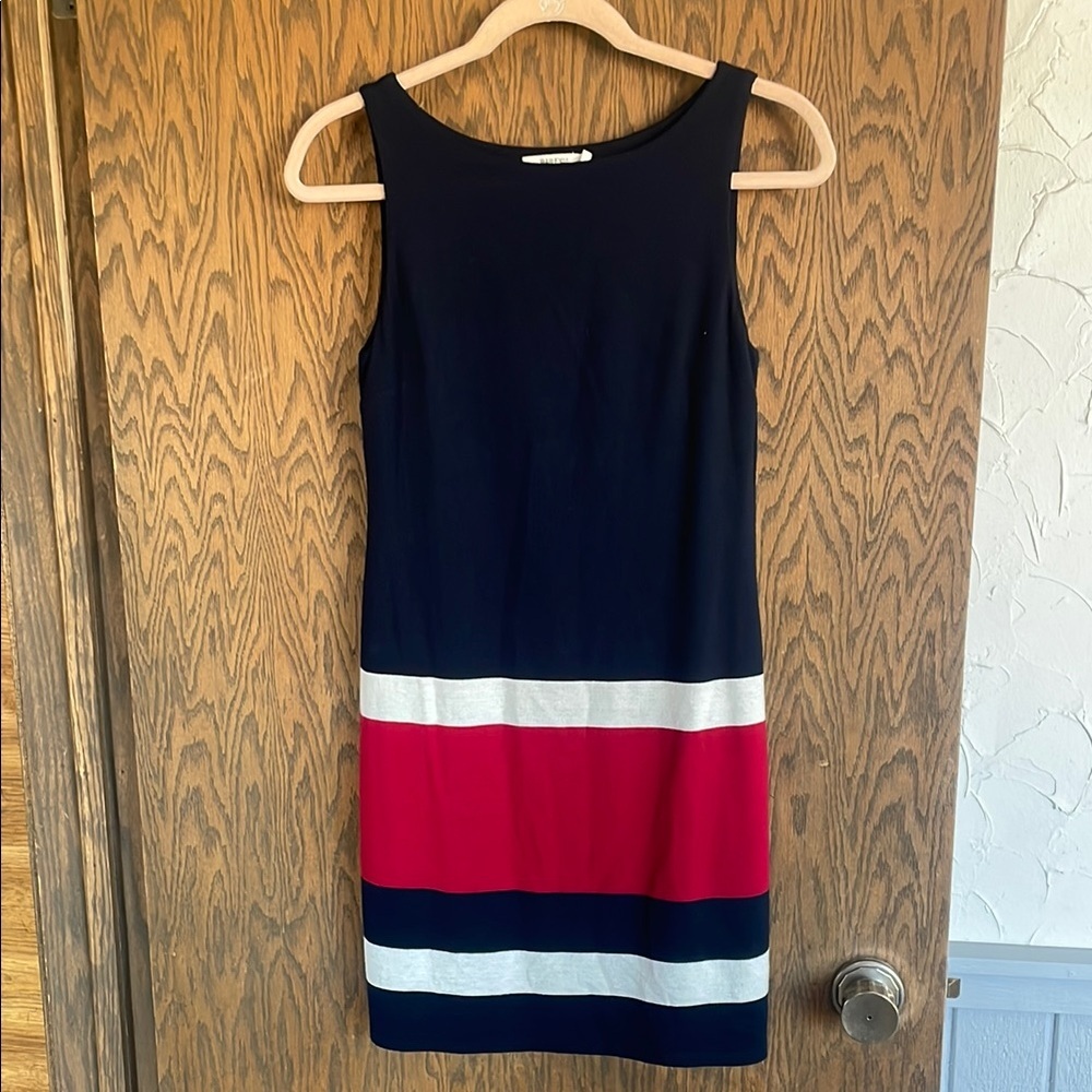 Elegant Color‎ Block Navy & Red Sleeveless Dress